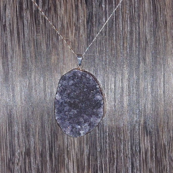 Huge Amethyst Pendant Necklace - Picture 2 of 4